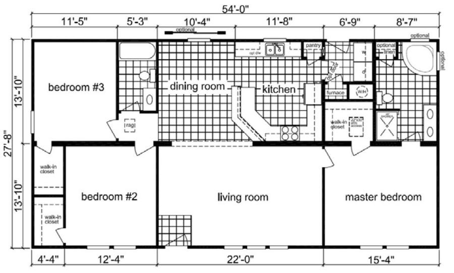 Arcadia 1494 Square Foot Ranch Floor Plan